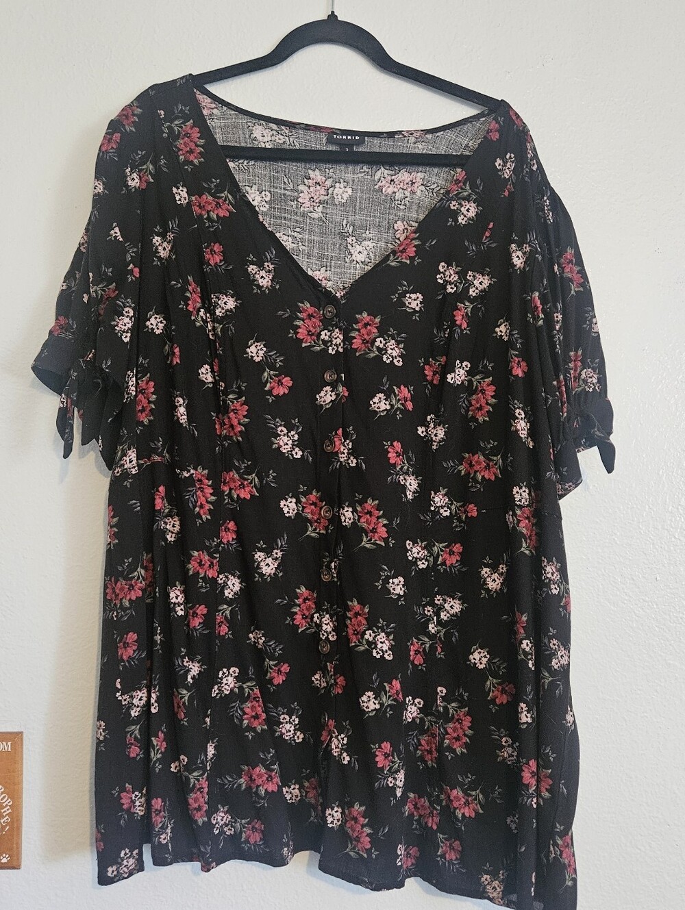 Torrid Black Floral Blouse